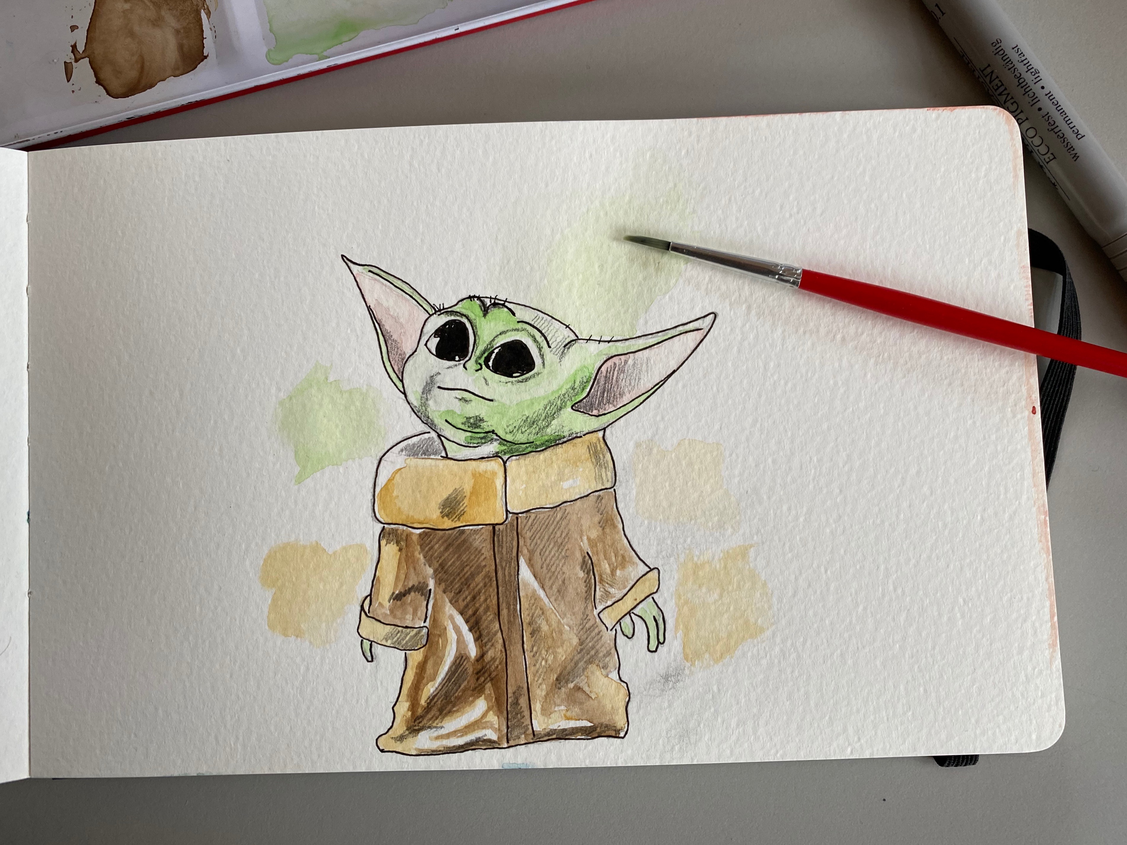 2 Baby Yoda Painting