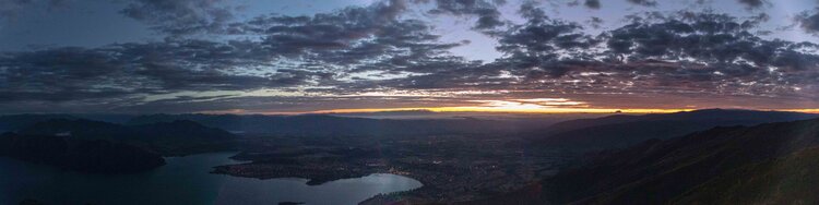 Looking over Wanaka at sunrise from Roys Peak