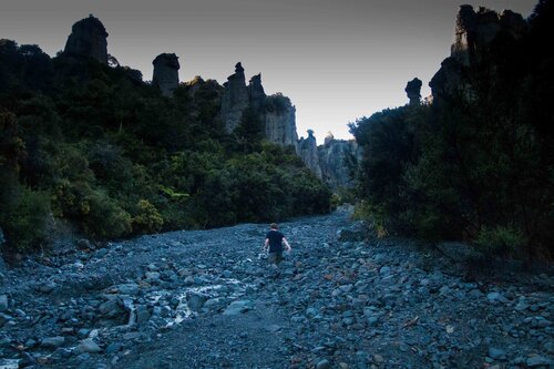 Walking up the Riverbed to the Pinnacles.