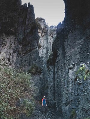 Me looking up at the pinnacles.
