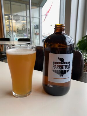 At the Parrotdog brewery for lunch.