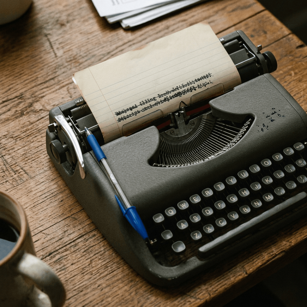 Open notebook with handwritten workshop notes and a blue pen resting on it